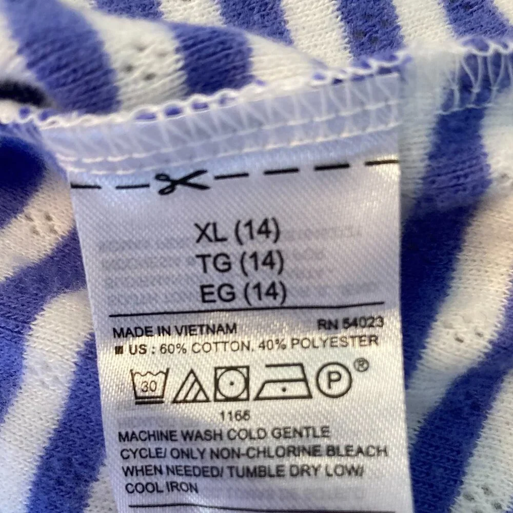 OLD NAVY Periwinkle (Purple Blue) White NWOT Striped Top Girls XL 14